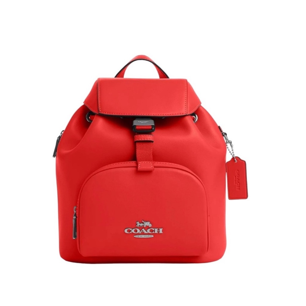 Coach Red Backpack with Flap-Top Closure
